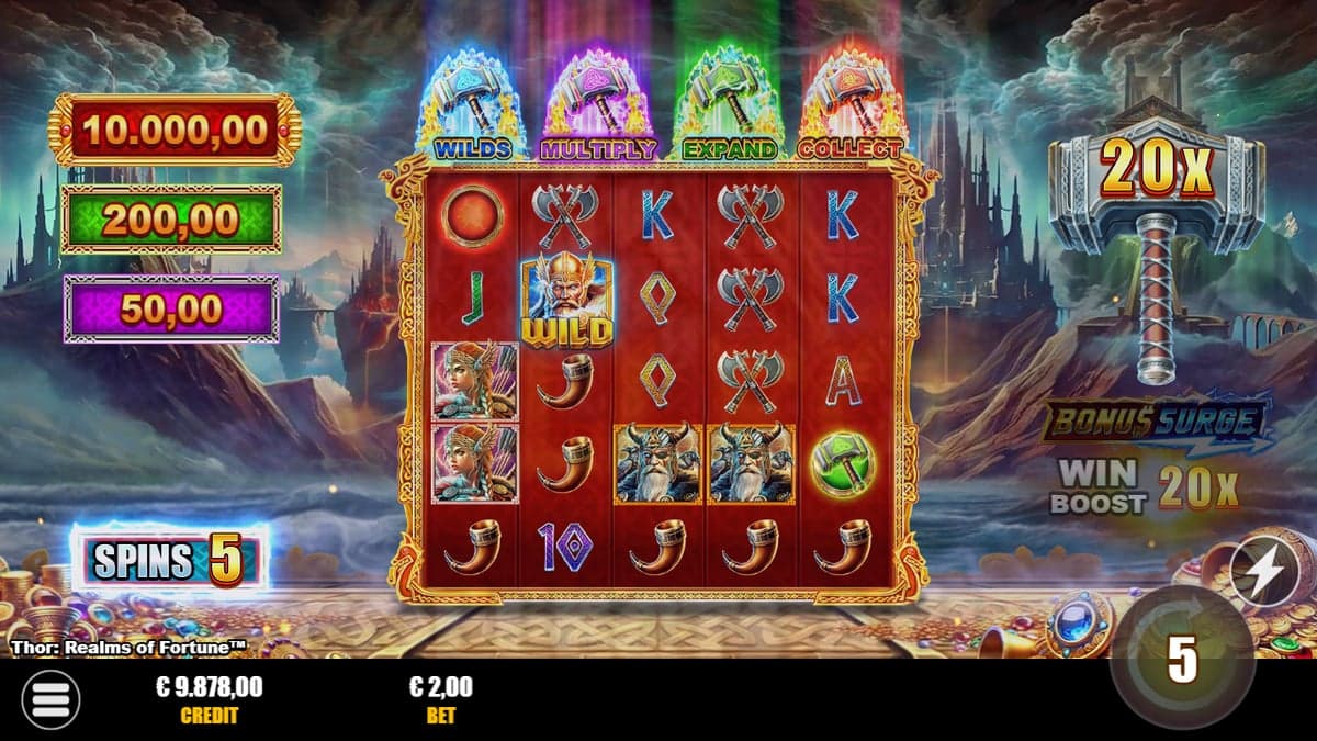 Thor: Realms of Fortune bonus round screenshot — free spins feature