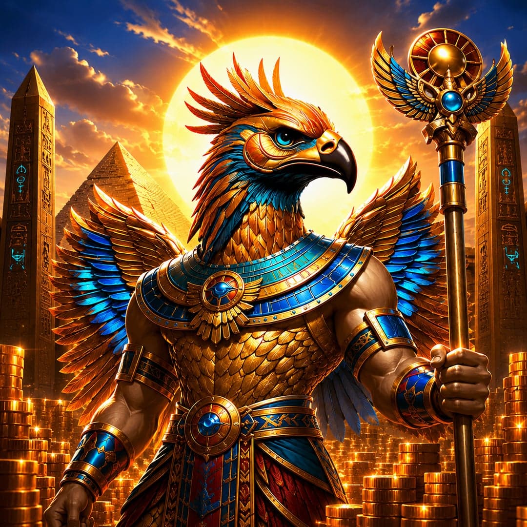 Tower of Ra key art — Ancient Egypt — Ra the sun god, golden relics and sacred tower treasures themed slot by Crazy Tooth Studio, 2025