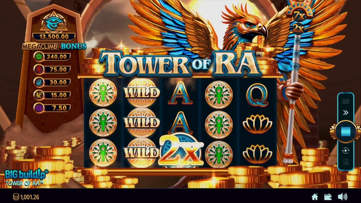 Tower of Ra base game screenshot — 5×3 reels