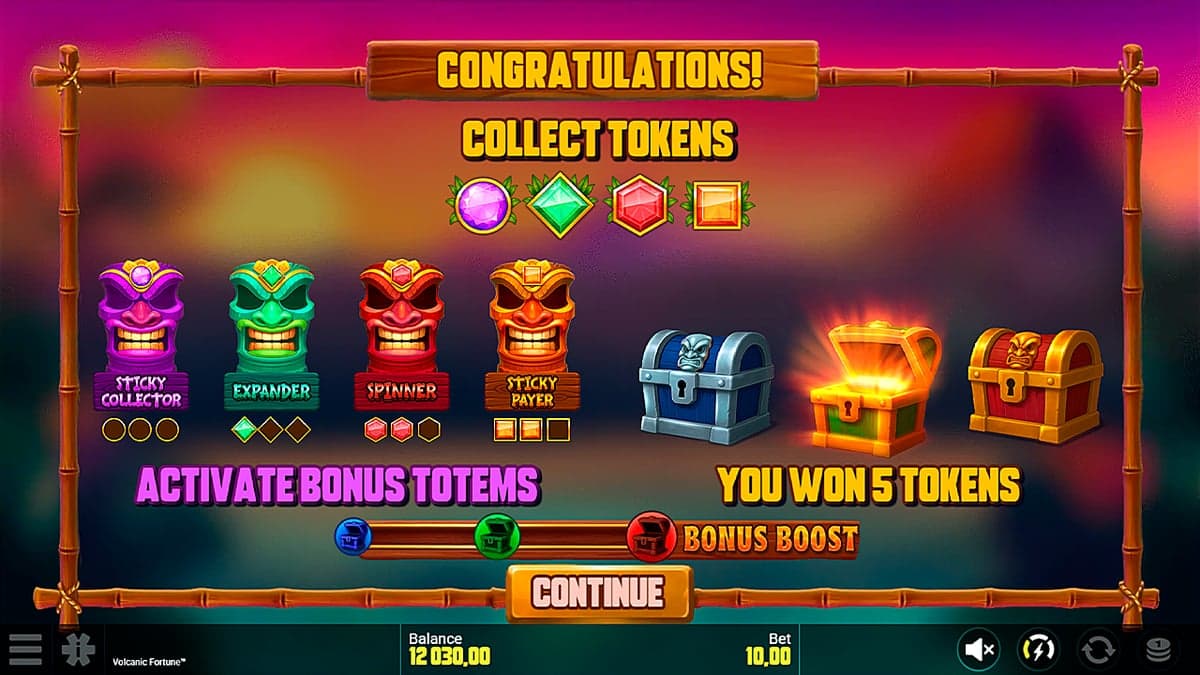 Volcanic Fortune bonus round screenshot — free spins feature