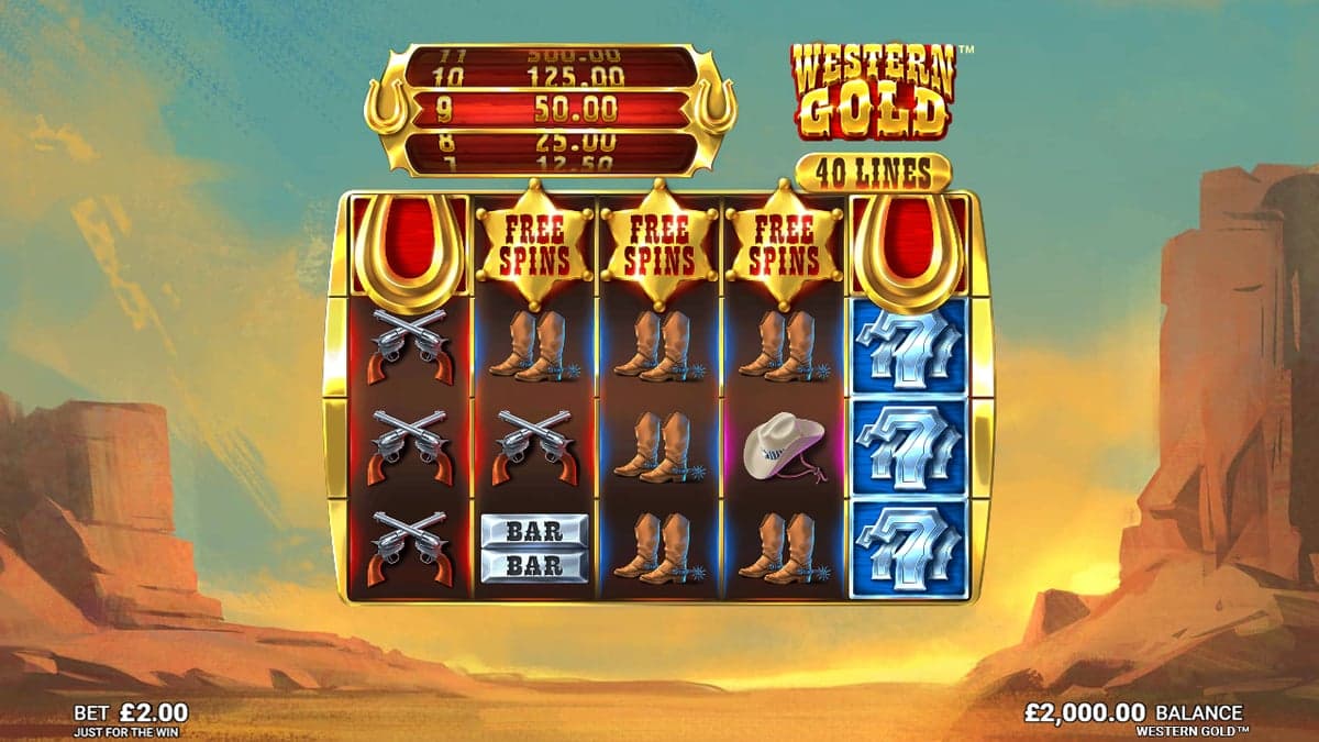 Western Gold base game screenshot — 5×4 reels
