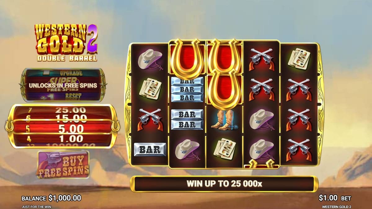 Western Gold 2 base game screenshot — 5×3 reels