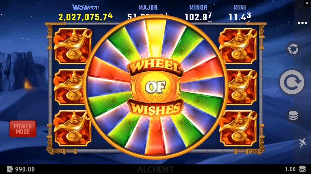 Wheel of Wishes WowPot jackpot wheel screenshot