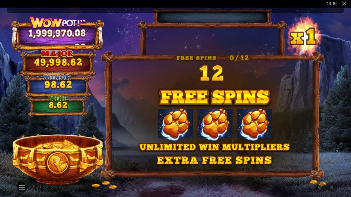 Wolf Blaze Megaways WowPot jackpot wheel screenshot