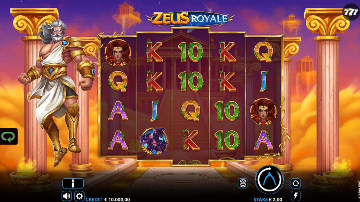 Zeus Royale base game screenshot — 5×4 reels